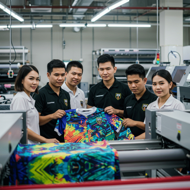 รับผลิต เสื้อพิมพ์ลาย สมุทรปราการ โดยโรงงาน KDC SPORT