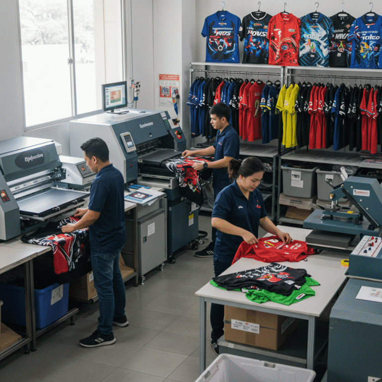 รับผลิต เสื้อพิมพ์ลาย สมุทรสงคราม โดยโรงงาน KDC SPORT