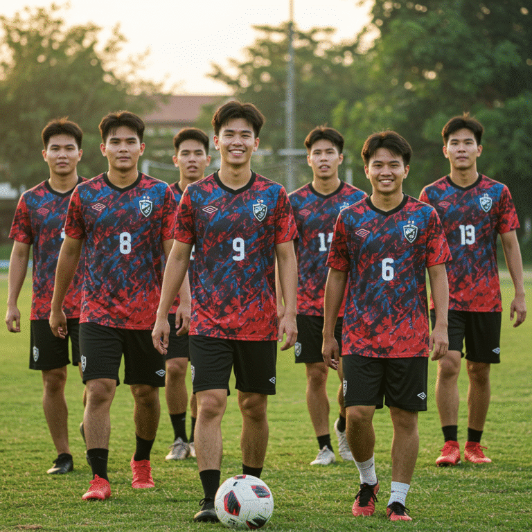 เสื้อกีฬาพิมพ์ลาย มุกดาหาร ผลิตโดย KDC SPORT