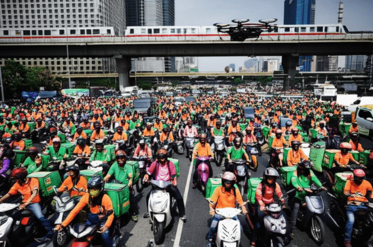 ปิดถนน! ไรเดอร์ต้าน ‘โดรนเดลิเวอรี’ ทั่วกรุง