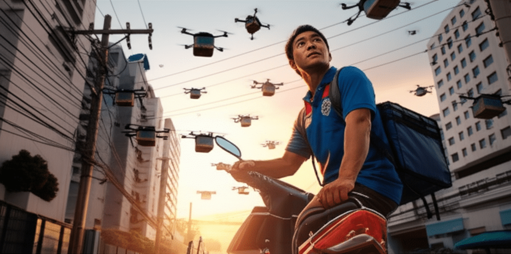 โดรนส่งอาหารเกลื่อนกรุง! เบื้องหลังที่ไม่มีใครบอกและความท้าทายที่รออยู่