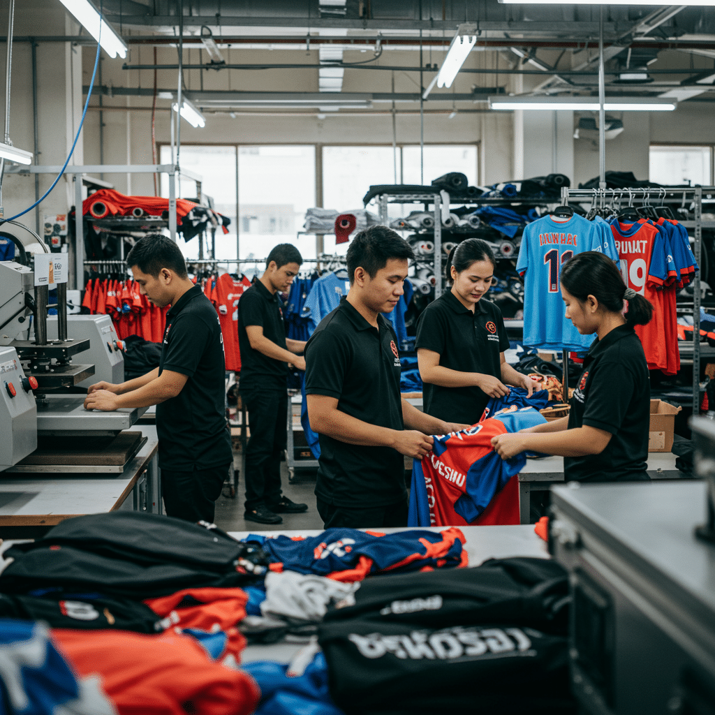 ภาพรวมการรับผลิตเสื้อพิมพ์ลาย อุดรธานี โดยโรงงาน KDC SPORT