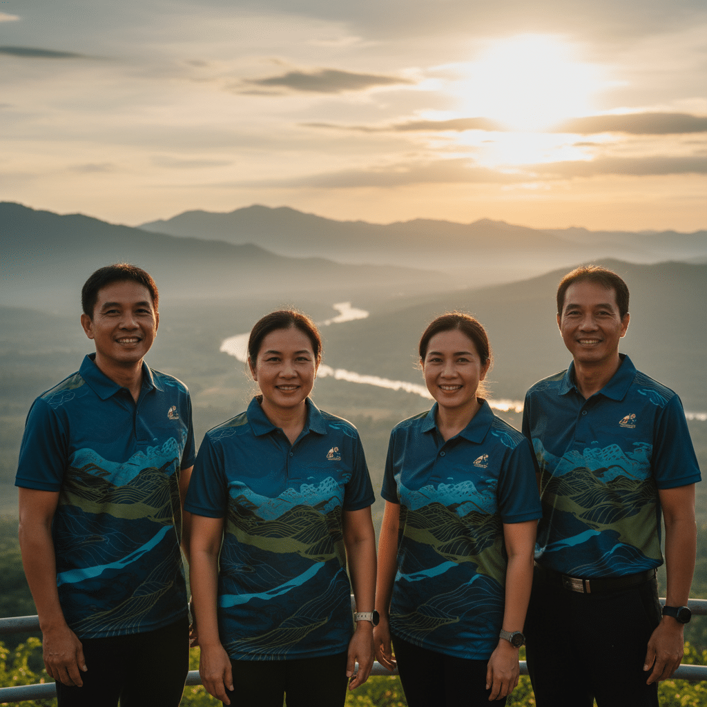รับผลิตเสื้อพิมพ์ลาย ตราสัญลักษณ์ จังหวัดกาญจนบุรี ผลิตโดย KDC SPORT - custom-shirts-kanchanaburi-logo
