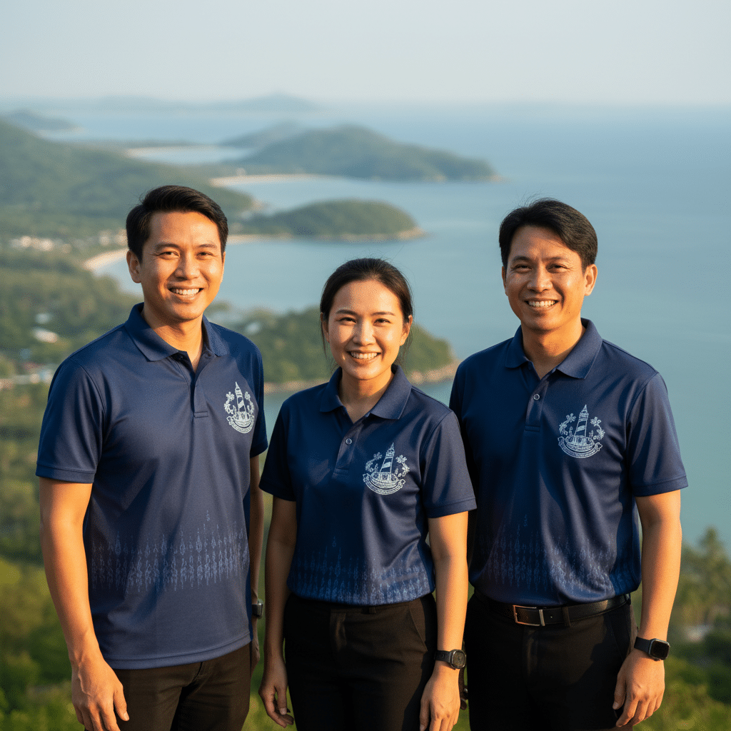 รับผลิตเสื้อพิมพ์ลาย ตราสัญลักษณ์ จังหวัดชุมพร ผลิตโดย KDC SPORT - custom-shirts-chumphon-logo