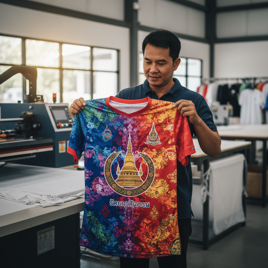 รับผลิตเสื้อพิมพ์ลาย ตราสัญลักษณ์ จังหวัดสกลนคร ผลิตโดย KDC SPORT - custom-shirts-sakon-nakhon-logo