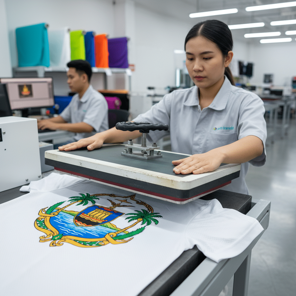รับผลิตเสื้อพิมพ์ลาย ตราสัญลักษณ์ จังหวัดสมุทรสงคราม ผลิตโดย KDC SPORT - custom-shirts-samut-songkhram-logo