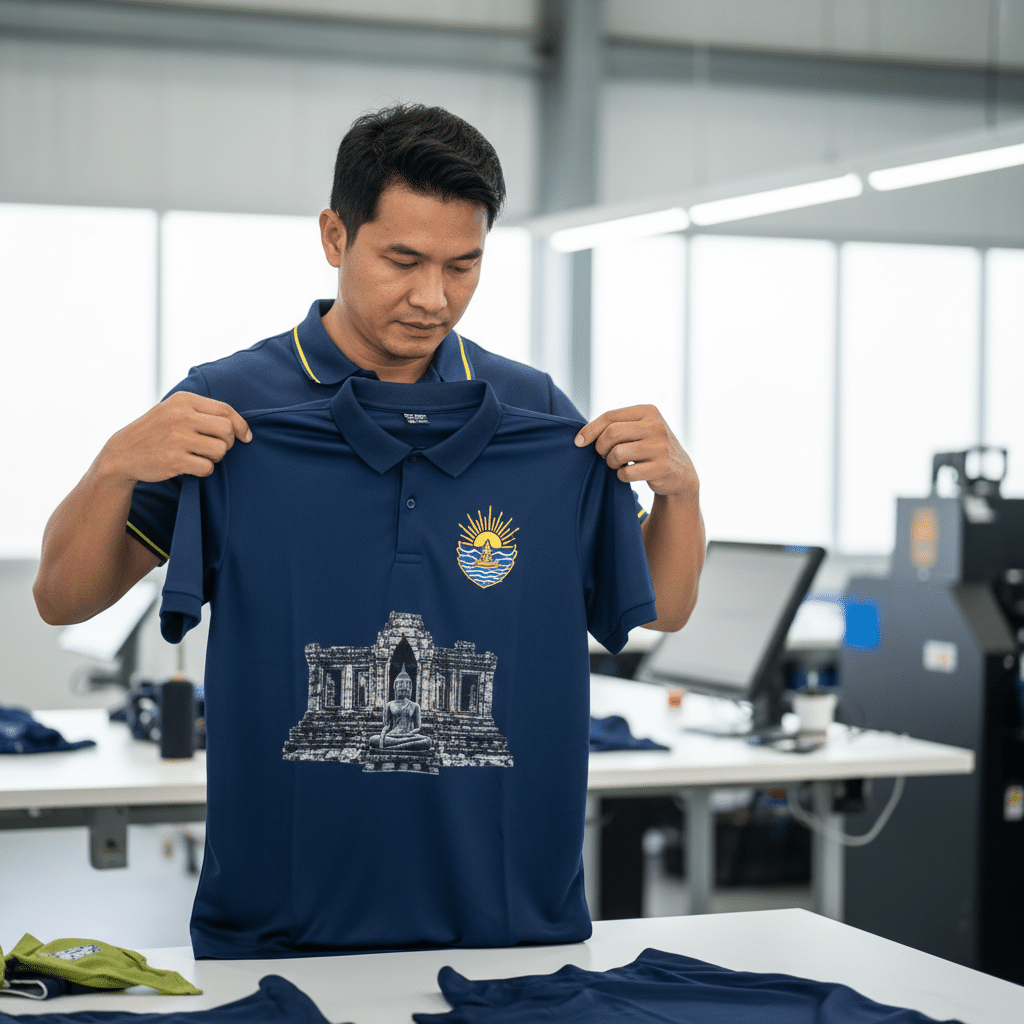 รับผลิตเสื้อพิมพ์ลาย ตราสัญลักษณ์ จังหวัดสระแก้ว ผลิตโดย KDC SPORT - custom-shirts-sa-kaeo-logo
