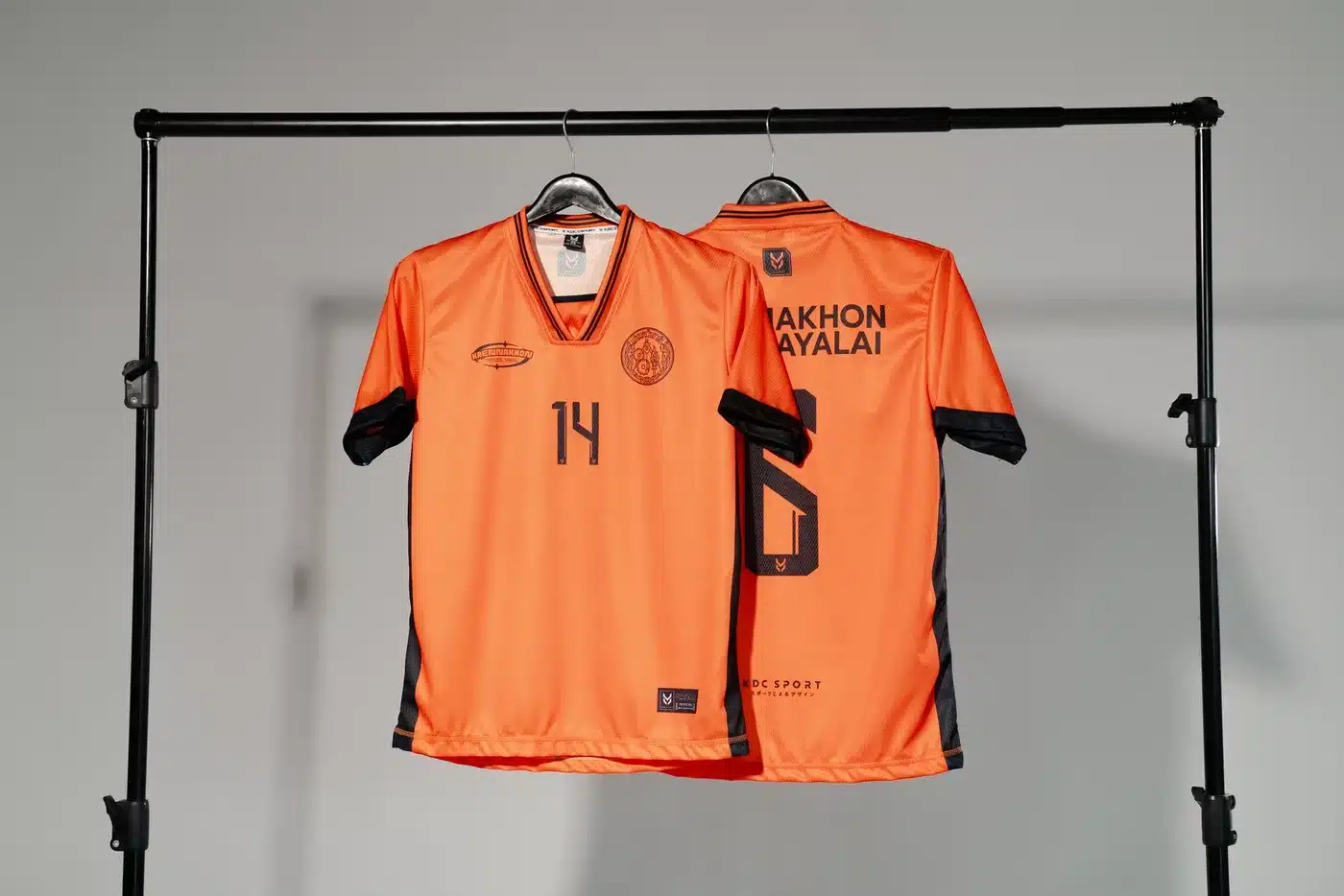 เสื้อทีมแก่นนครวิทยาลัยสีส้ม เบอร์ 14 พิมพ์ลายซับลิเมชัน KDC SPORT